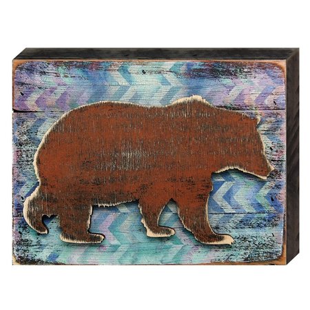 CLEAN CHOICE Brown Bear Rustic Art on Board Wall Decor UV Protective Coat CL2128635